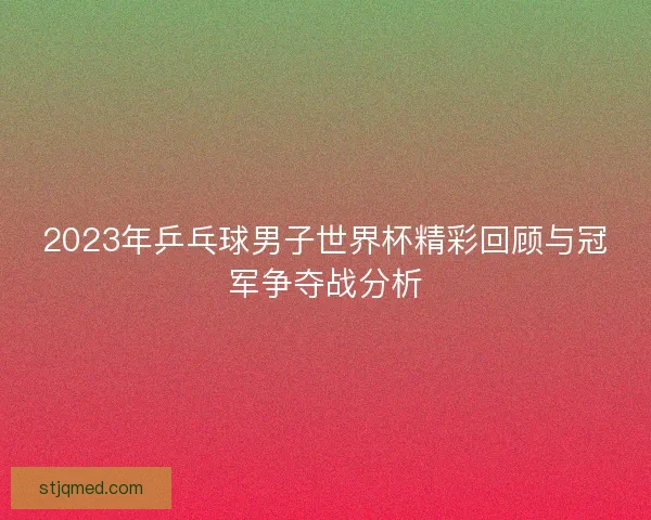 2023年乒乓球男子世界杯精彩回顾与冠军争夺战分析
