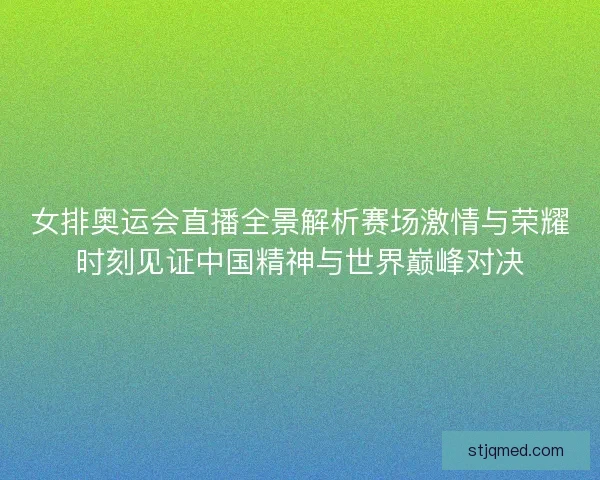 女排奥运会直播全景解析赛场激情与荣耀时刻见证中国精神与世界巅峰对决