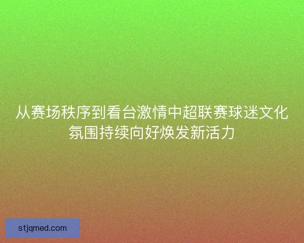 从赛场秩序到看台激情中超联赛球迷文化氛围持续向好焕发新活力 从赛场秩序到看台激情中超联赛球迷文化氛围持续向好焕发新活力